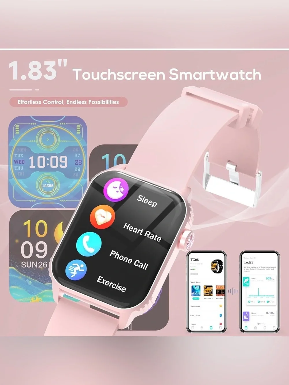 💗 NWT Pink Smart Fitness Watch with Heart Rate & Activity Tracking 💗